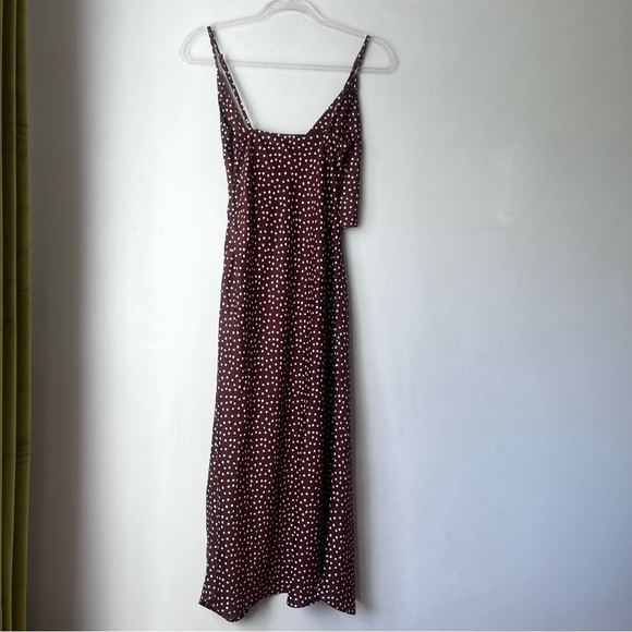Urban Outfitters Kelly Brown White Polka Dot Surplice Midi Slip Dress S - Picture 8 of 8